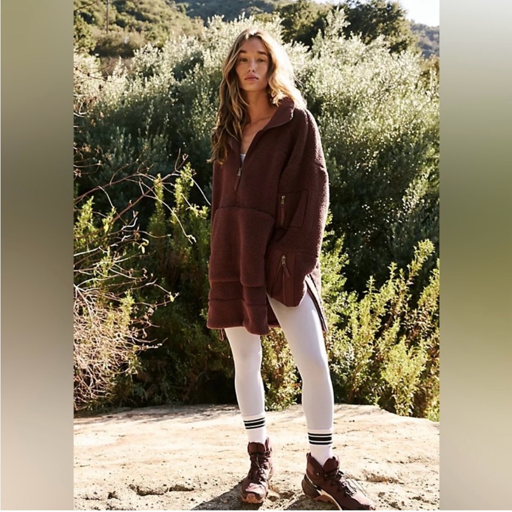 Free People Viewpoint oversized midi fleece jacket